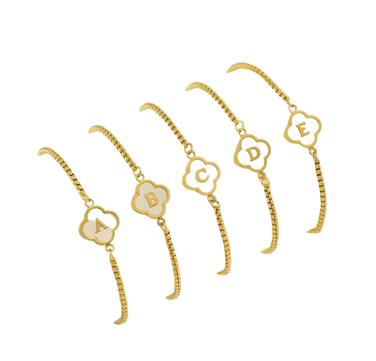 Initial Signature Clover Gold Bracelet A-Z
